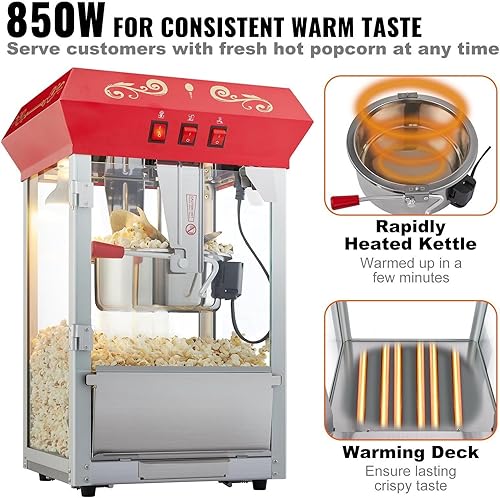 Miniatura 4 de Popcorn Popper Machine 8 Oz Countertop Popcorn Maker 850W,N
