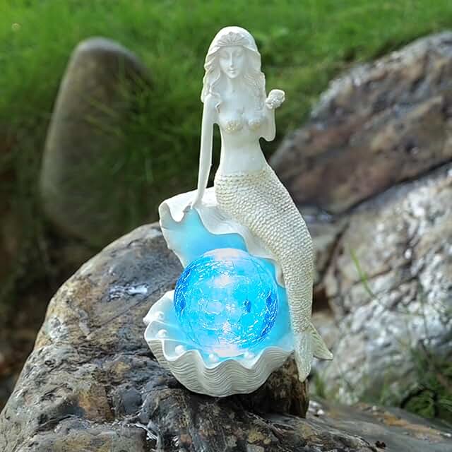Solar Garden Mermaid Decor Outdoor Statue - Mermaid With LED Waterproof ...