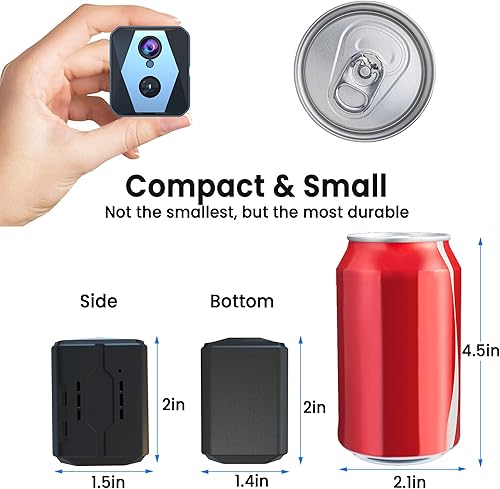 Miniatura 7 de Cámara espía oculta 4K QHD, mini cámara WiFi con grabación en tiempo real, movimiento AI y detección humana, almacenamiento en la nube y SD, visión