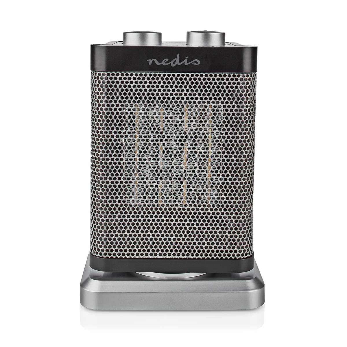 Nedis HTFA17GY ceramiczny termowentylator PTC, 1000/1500 W, 2 tryby ogrzewania, regulowany termostat, automatycznie obrotowy, ochrona przed przegrzaniem, ochrona przed potknięciem