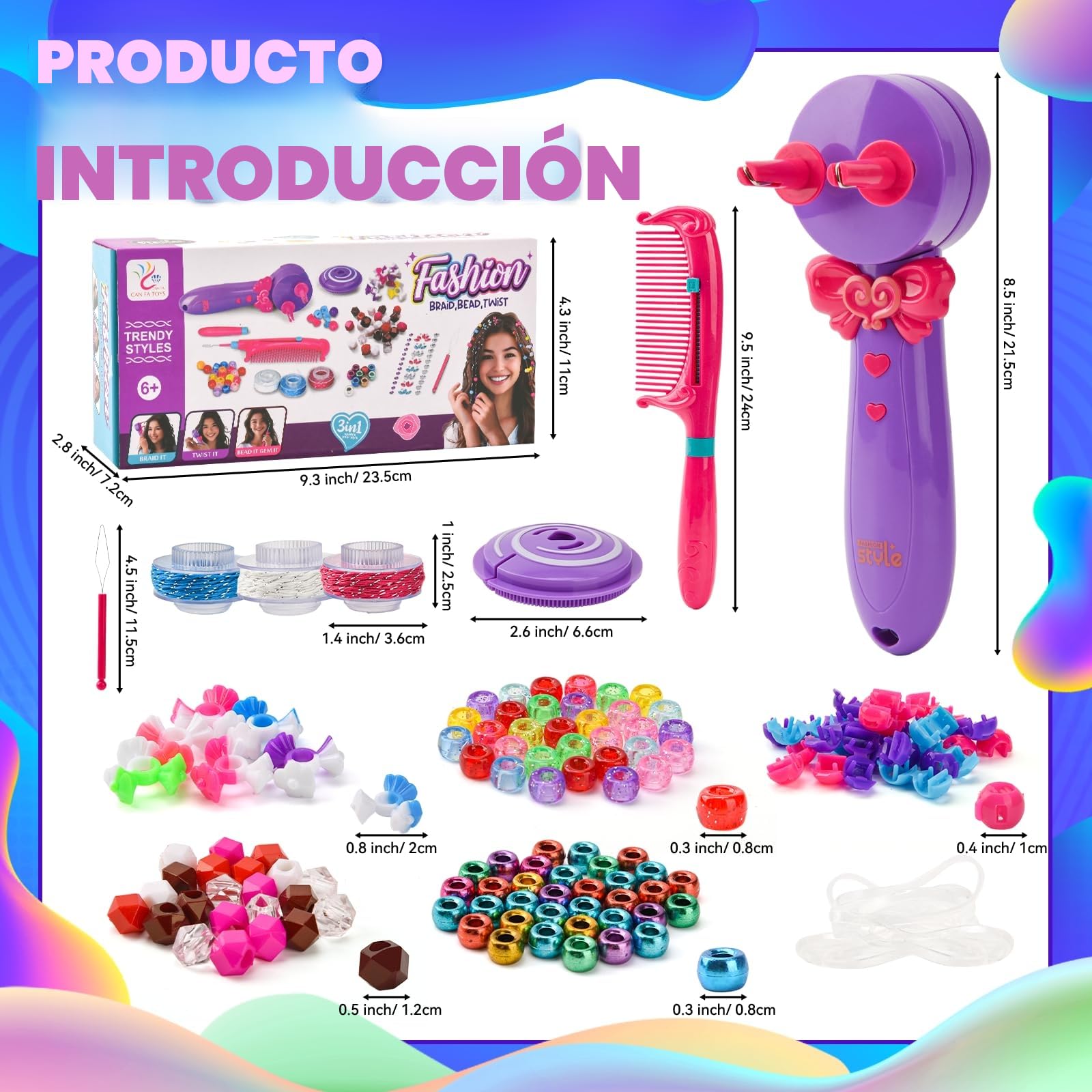 3-en-1 Máquina Trenzadora Automática, Trenzador de Pelo para Niñas con Accesorios DIY, Automatic Hair Braider, Accesorios para el Cabello Juguetes Regalos para Niñas 3-12 Años