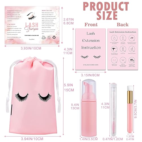 Miniatura 8 de Juego de 60 botellas y cepillos de champú para pestañas, 10 dispensadores de bomba de espuma, 10 cepillos de limpieza profunda de poros de nariz, 10