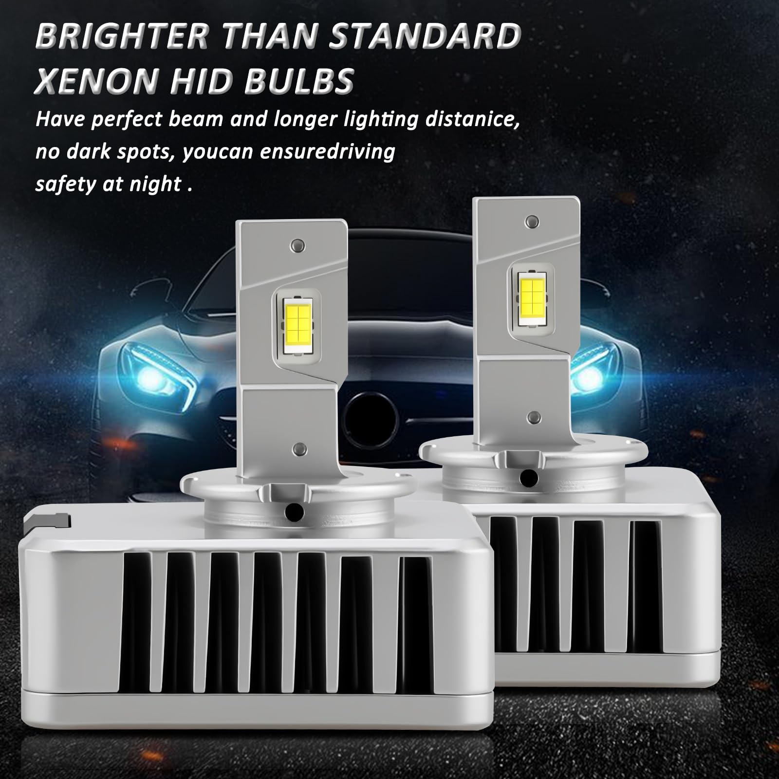 D-Lumina Żarówka samochodowa D5S D5R LED, 6000K biała 2 × 35 W 10000 LM zestawy do konwersji żarówek LED, wiązka w górę i w dół, Plug and Play na oryginalnym zamienniku D5S HID, zestaw 2 szt