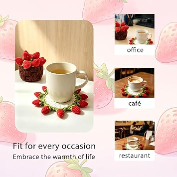 Yarniss Crochet Kit for Beginners,Crochet Strawberry Coaster Starter Set,Easy to Follow Video Tutorials Included
