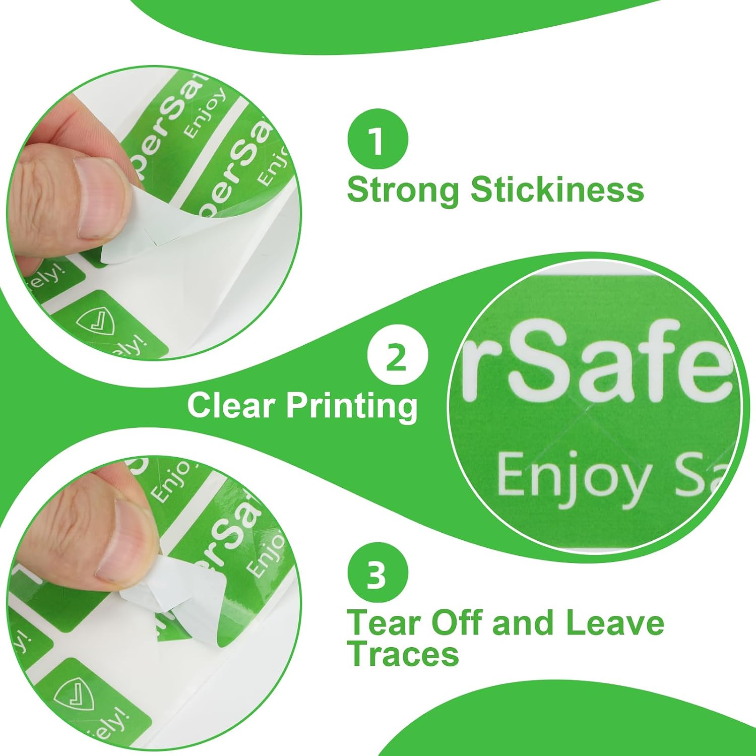 500 Pieces Tamper Evident Label1* 3 Inch Food Delivery Stickers Temper Proof Tape Roll Safe Secure Tamper Evident Seals for Food Container Pizza Boxes (Green)