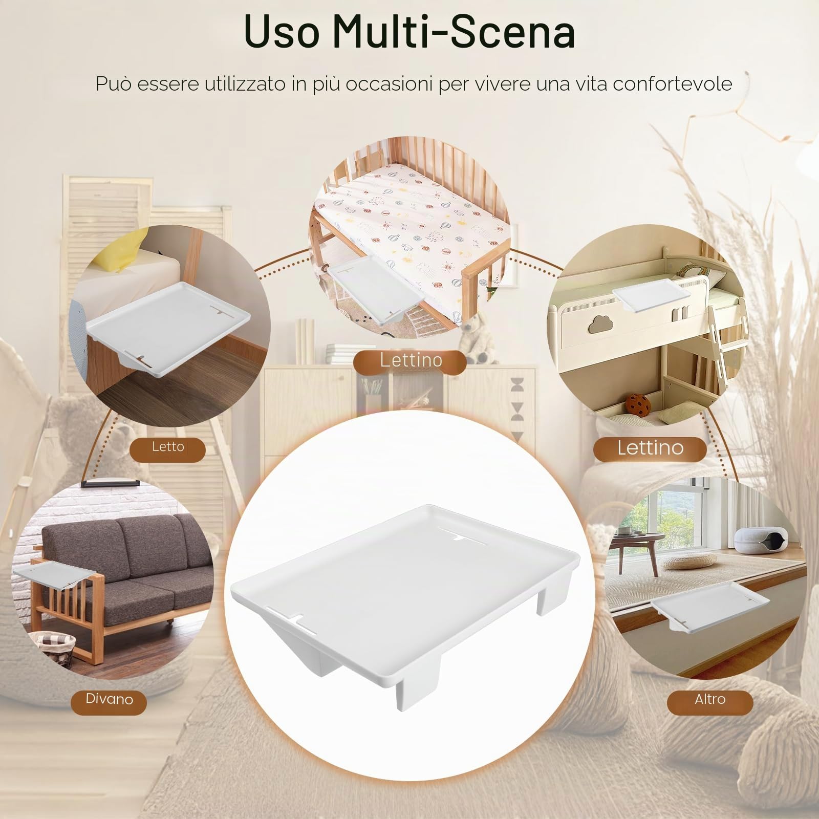 Mensola Comodino per Letto, Mensola con Gestione Cavi, Capacità di Carico 35lb, Vassoio Clip-on per Camere Condivise, Letti a Castello e Letti a Molle, Mensola Sospesa, 32 x 23,3 cm