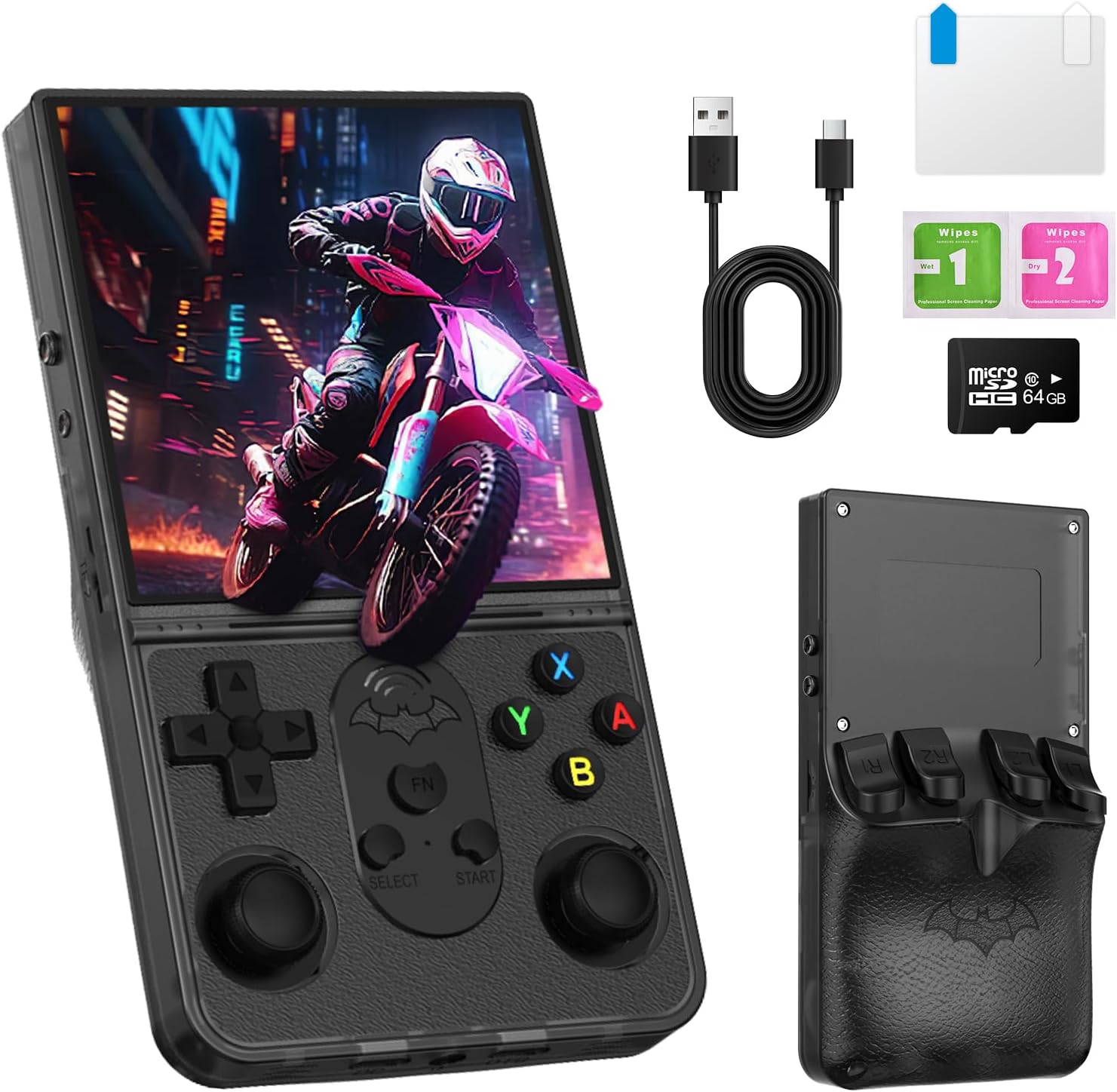 Product image of R36 PROMAX Retro Handheld Game Console,4.0 Inch Full-Lamination IPS Screen Retro Gaming Console,Linux System,Built-in 64GB Memory Retro Game Console,Portable Arcade Video Gaming Console
