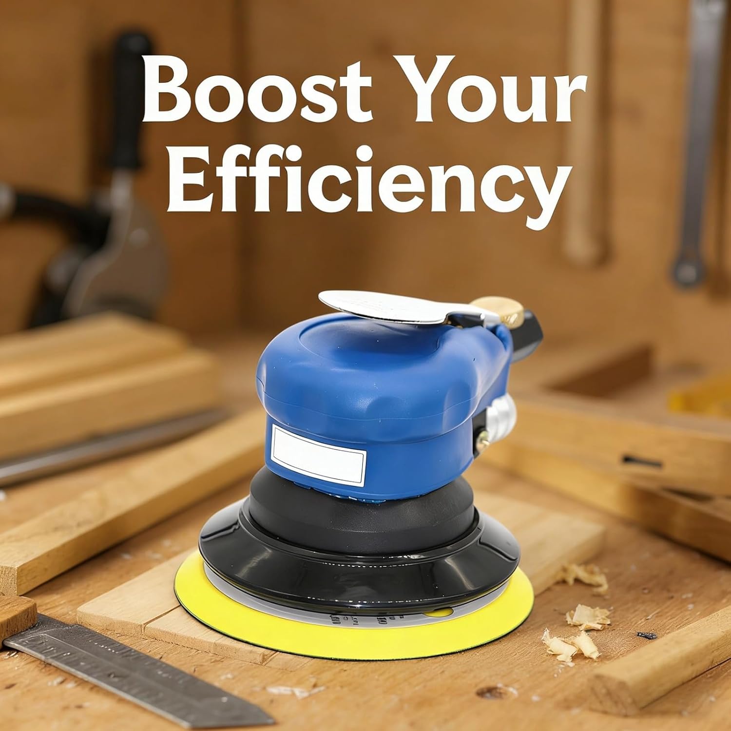 5 In / 125 Mm Pneumatic Orbital Sander For Auto Body, Industrial Grade Palm Sander For Woodworking