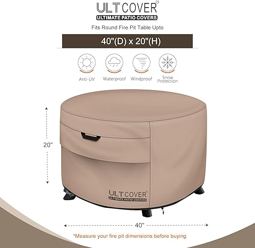 Miniatura 2 de ULTCOVER Cubierta impermeable cuadrada y redonda para foso para fogata de patio al aire libre.
