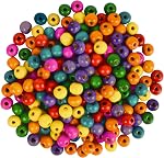 200 Pcs Colourful Wooden Beads, 12 mm Natural Wooden Beads with 3.5mm Hole Assorted Colour Round Painted Wood Beads Craft Beads for DIY Craft Bracelets Necklace Earring Jewellery Making