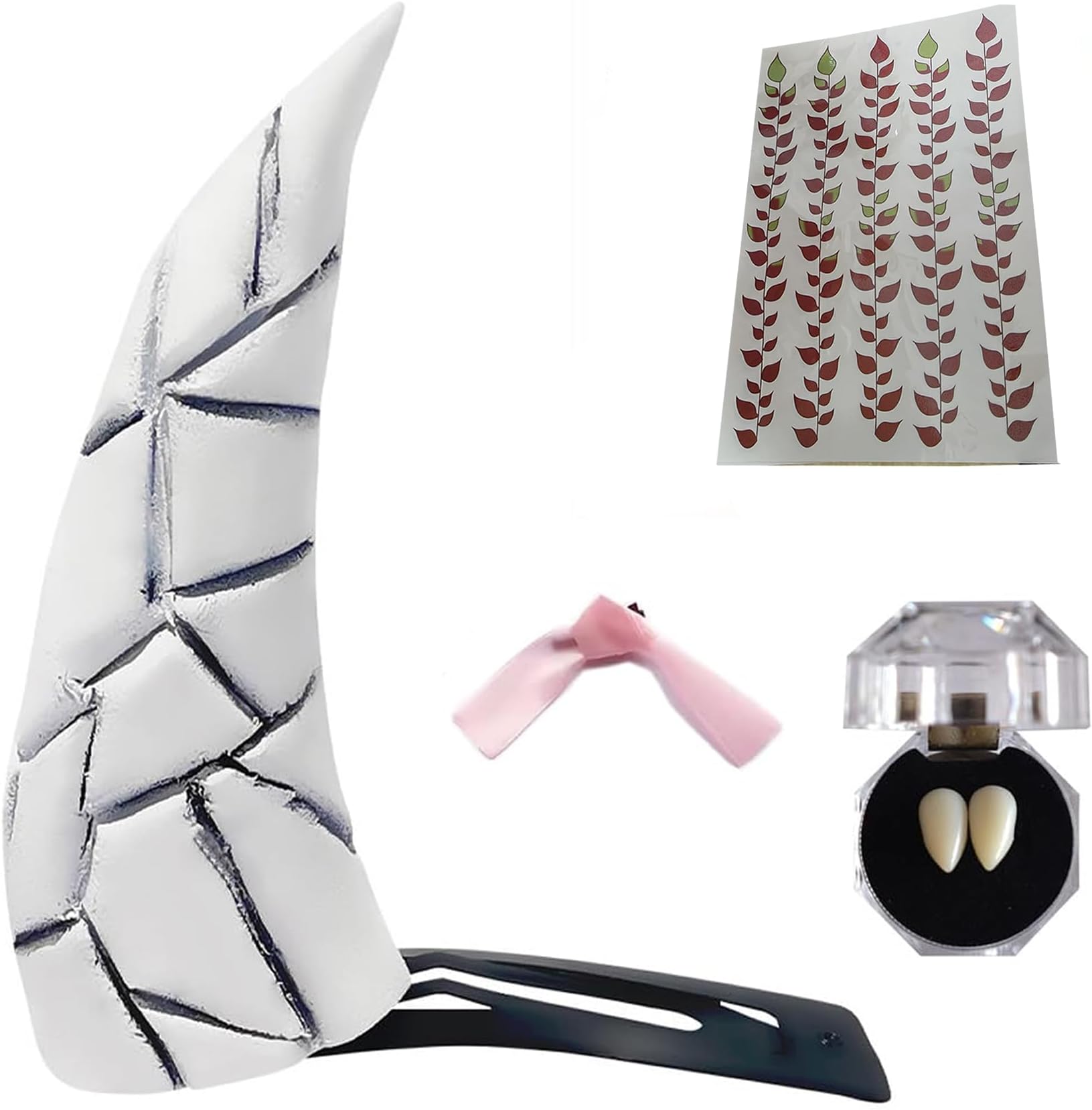 Kamado Nezuko Cosplay Horn Costume Tattoo Anime Teeth Cosplay Costume Props Accessories