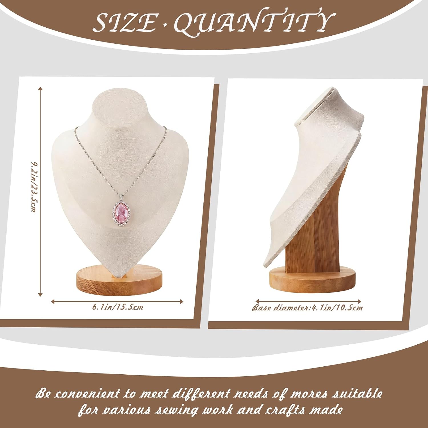 3 Pcs Beige Necklace Display Stand Necklace Display for Vendors 3D Necklace Stand Necklace Display Bust For the Necklace Trade Show