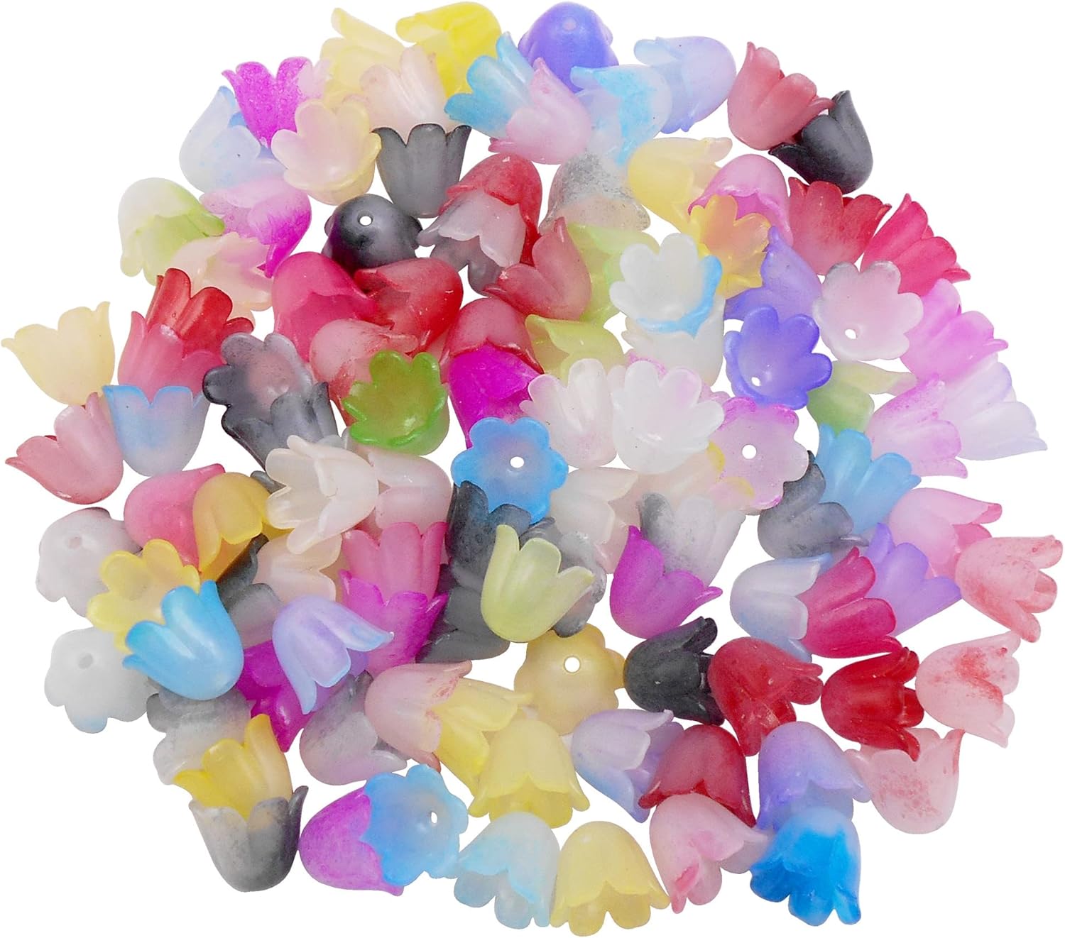 Key Chain Making Kit Pandahall 50pcs Mixed Resin Flower Bead Caps Spacer Iridescent AB Da Flower Petals