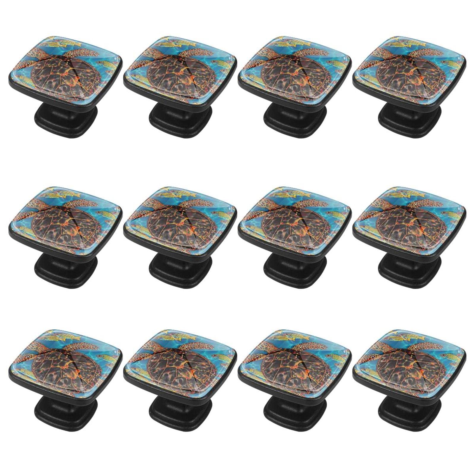 Boutons de tiroir meuble enfant poisson tortue et poignées de commode thème océan lot de 12