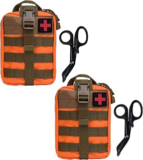 Krisvie 2 Pack Tactical First Aid Pouch, EMT Pouch 1000D Nylon Detachable Rip-Away Military IFAK Medical Bag for Outdoor Camping Hiking Travel include EMT Shear Scissors