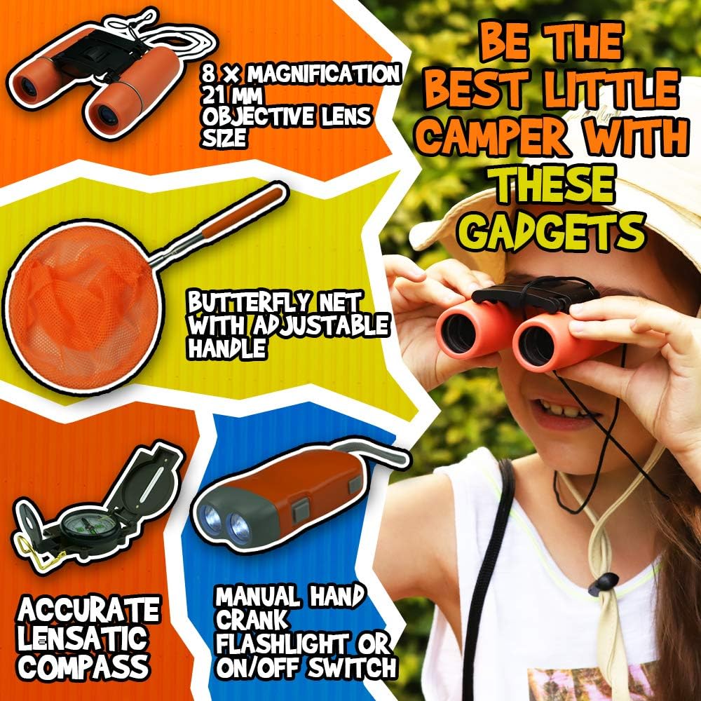 Kids Explorer Kit - Adventure Set with Bug Catcher Kit, Kids Binoculars & Safari Hat - Ideal Toy for Outdoor, Camping and Nature Exploration - Fun Gift for Boys & Girls Ages 4 to 12 - The Wild Child : Toys & Games