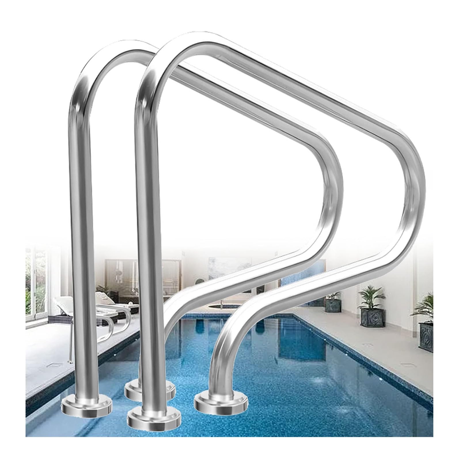 TYYCKJ 2-piece Pool Handrail Set, 31.5 X 31.5 Inch Stainless Steel Safety Handrail, 330 Lb Load Capacity, Suitable for Pool Step Exits