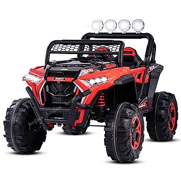 Baybee Wrath Rechargeable Battery-Operated Ride on Electric Car Jeep for Kids | Baby Car Jeep with Bluetooth, USB, Music | Battery Operated Big Car for Kids to Drive 2 to 8 Years Boys Girls (Red)