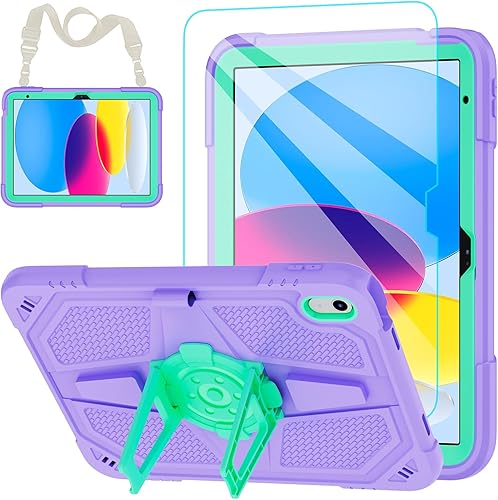 Funda para iPad de 10.9 pulgadas 2022 con protector de pantalla 9H, resistente a los golpes, resistente a los golpes, funda protectora resistente