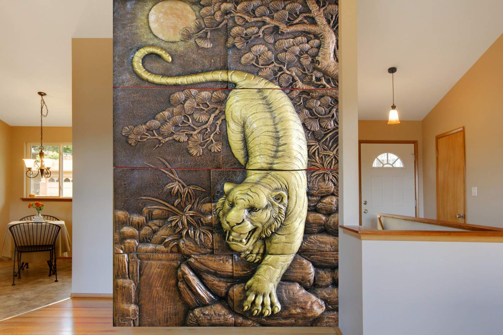 999Store 3D Print Latest Door Living room Bed Room Home Hall wall stickers Sheet roll murals for living Brown Tree and Golden Angry Tiger Mural wall paper for wall decor ( Vinyl Self Adhesive 60X96 Inches ) NonW580993 (B07R7HD57F) Amazon Price History, Amazon Price Tracker