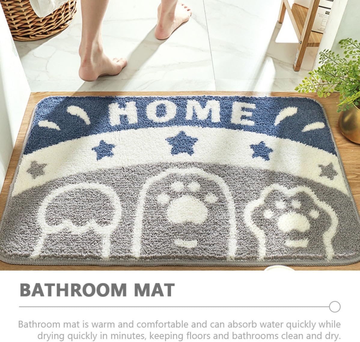 BESPORTBLE Cute Cartoon Paw Anti Skid Door Mat for Bathroom and Porch