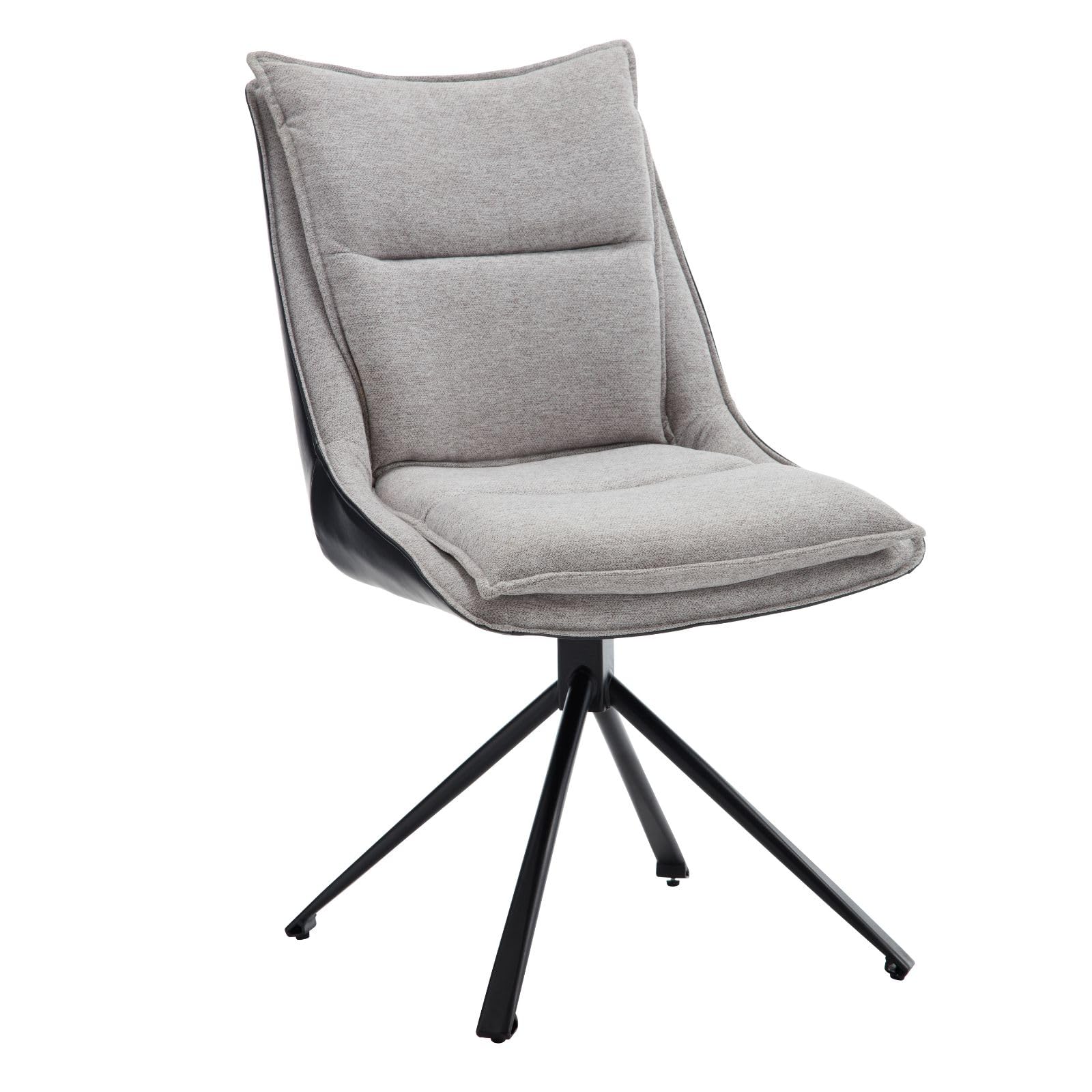 Wahson Silla Escritorio de Lino Silla de Oficina Cuero Moderna con Dobles Cojines,Silla Trabajo Giratoria de Hogar Silla Despacho Sencilla para Dormitorio/Estudio,Gris