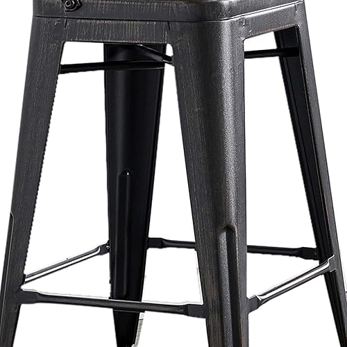 Miniatura 50 de Taburetes industriales modernos de metal con respaldo y 4 patas para barras, marca AC Pacific (juego de 2 unidades), Metal, Negro gastado Negro