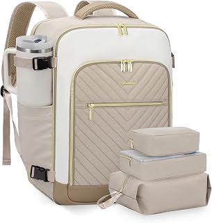 LOVEVOOK 40L Large Travel Backpack for Women - TSA Airline Approved Carry On Bag, Fits 17" Laptop, Waterproof with 3 Packing Cubes