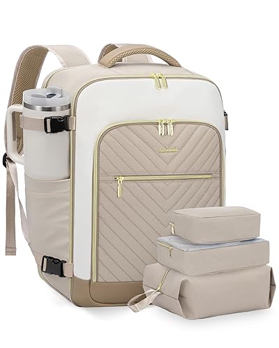 LOVEVOOK Large Travel Backpack for Women, TSA Carry on Backpack for Airplanes, 40L Personal Item Travel Bag for Women fits 17" Laptop,Waterproof Carry on Bag Airplane Approved with 3 Packing Cubes