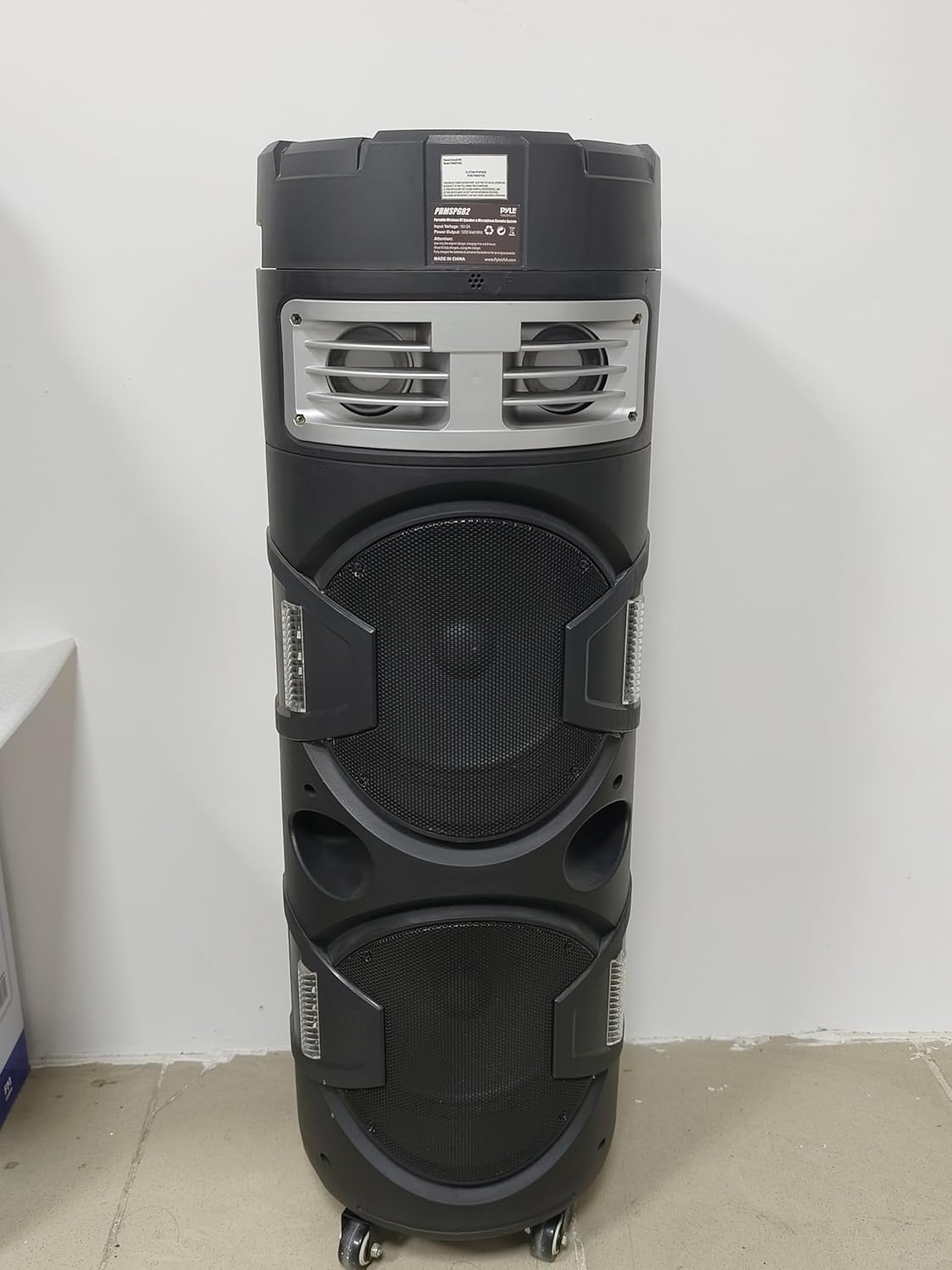 Pyle Portable Bluetooth PA Speaker System - 1200W Outdoor Bluetooth Speaker Portable PA System w/TWS Function, Microphone in, Flashing DJ Party Lights, USB Reader, FM Radio, Rolling Wheels - Image 6