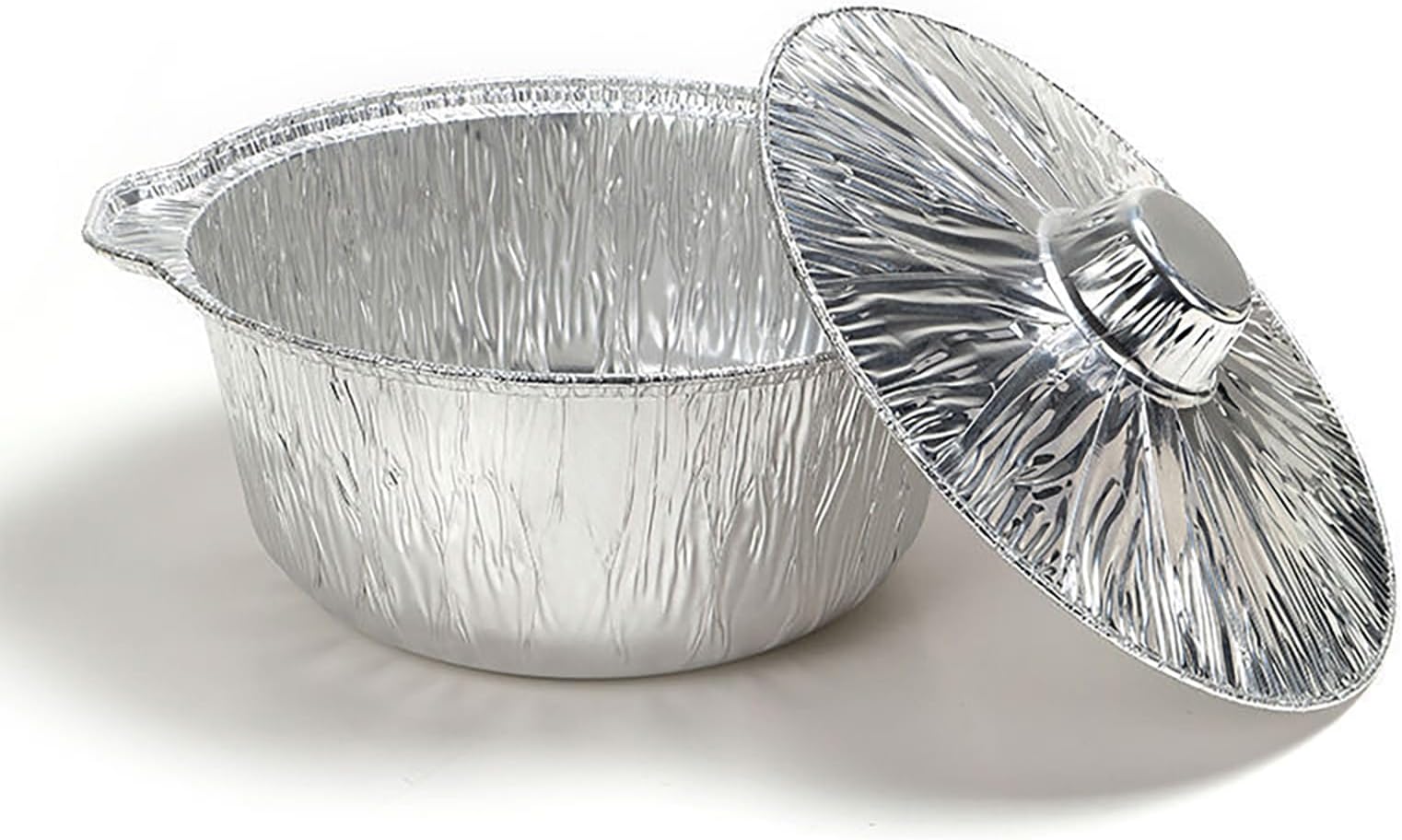 Disposable Aluminum Pot With Lid Complete Set Good to use on Stove (3, Large: 5.5Quartz:13X5 (LXH)), Silver