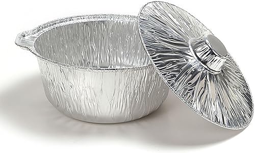 Nicole Fantini Juego completo de ollas de aluminio desechables con tapa, ideales para usar en estufa (6, mediano 4 cuartos de cuarzo 11 x 5 pulgadas