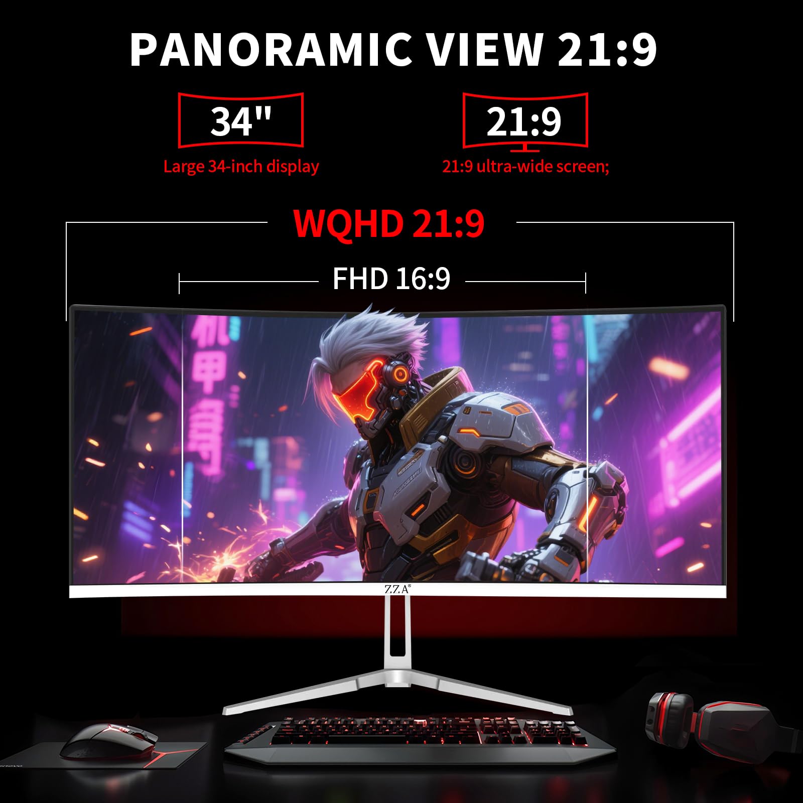Amazon.co.jp: ZZA ウルトラワイド 34インチ カーブモニター 1500R PC