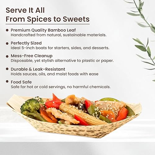 Miniatura 4 de Botes de hoja de bambú de 8.6 pulgadas - Paquete de 100