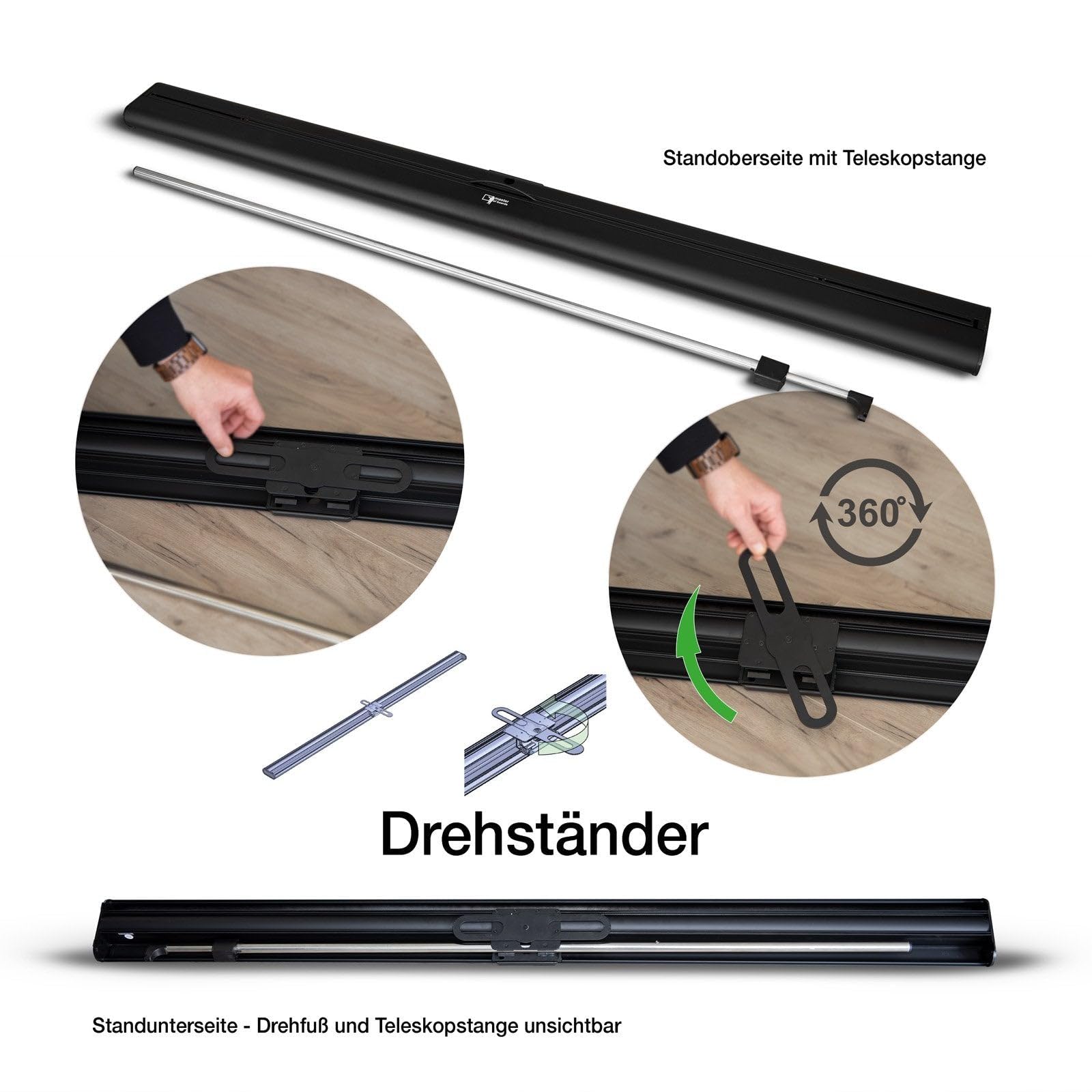 Floordirekt Greenscreen Rollup Ausfahrbarer Fotohintergrund mit Ständer | Chroma Key Panel Leinwand für Content Streaming Fotografie, Video, TV, Gaming | Studio Hintergrundentfernung | 150x200cm