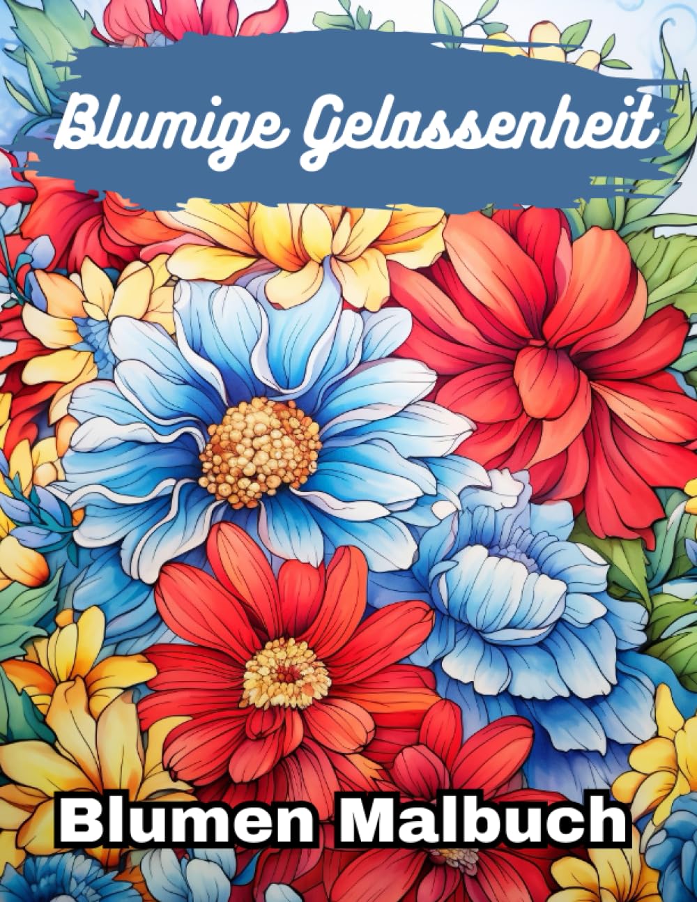 Blumige Gelassenheit Blumen Malbuch: Schöne Blumen zum ausmalen für Erwachsene & Kinder