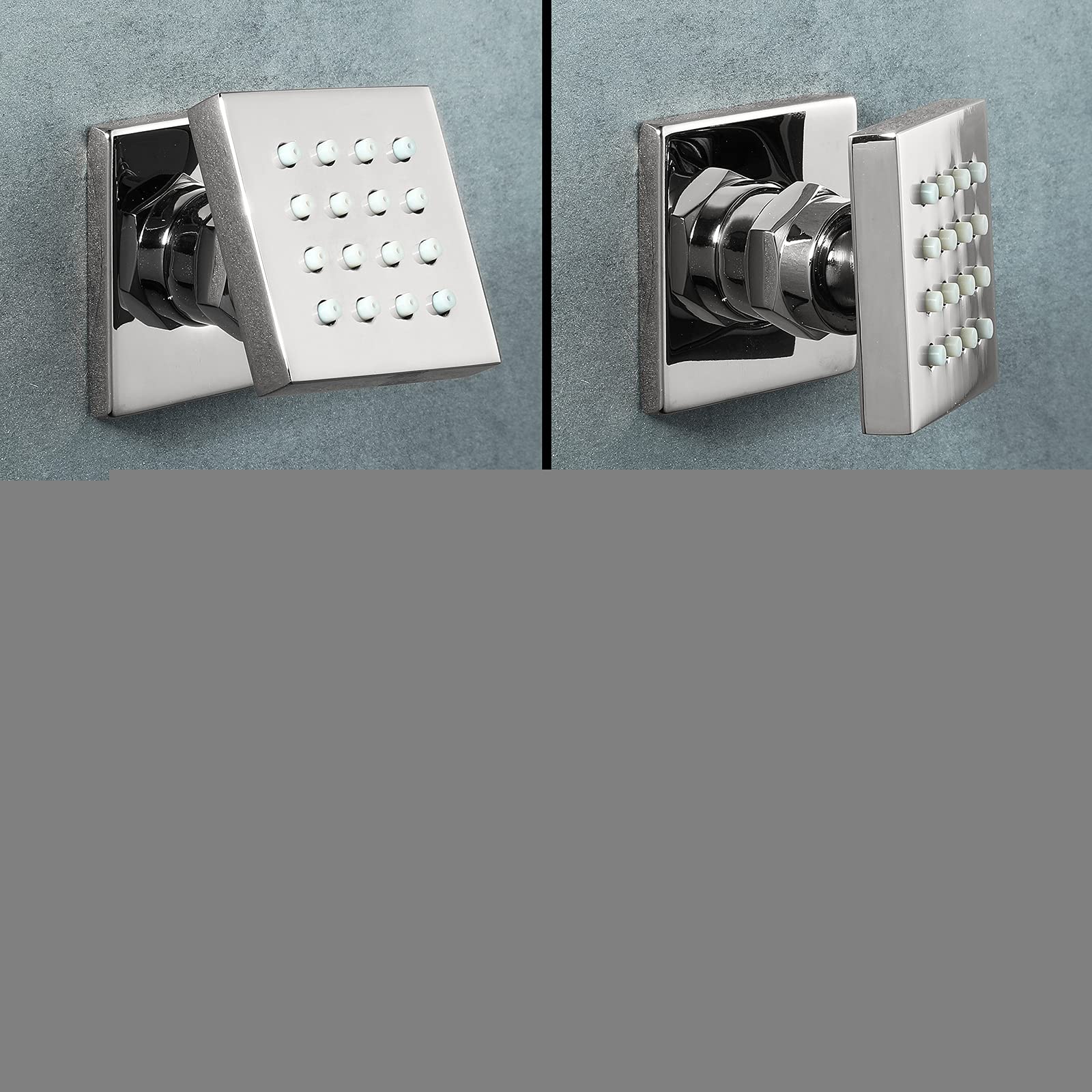 Ducha Lateral Cromado Chorros Rociadores Laterales en Latón Ajustable Cuadrado Rociador de Ducha Montado en la Pared Accesorios de Baño de Ducha, 50x50mm,4 Pack