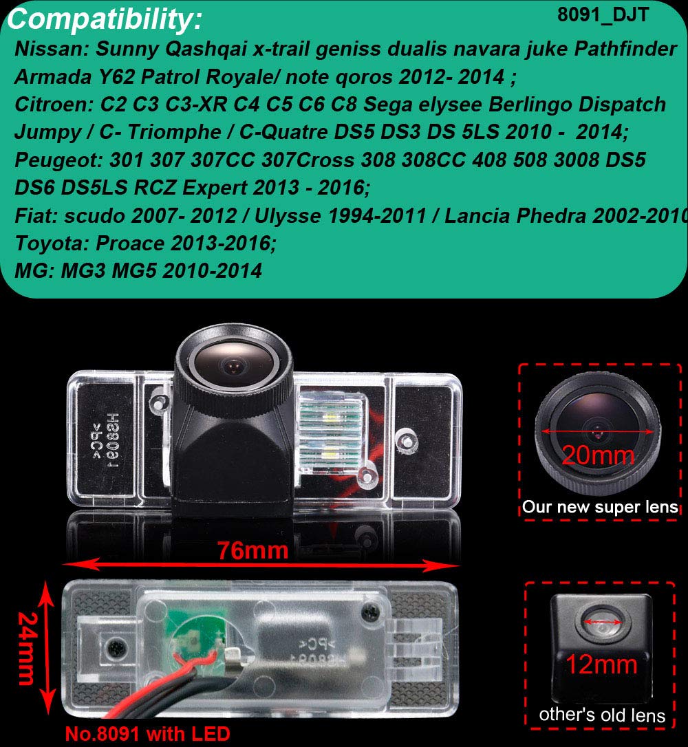 Nowy obiektyw 20 mm HD kolor wodoodporny noktowizor oświetlenie tablicy rejestracyjnej samochodu kamera cofania do Nissan Sunny Qashqai x-trail geniss dualis Citroen C2 C3 C4