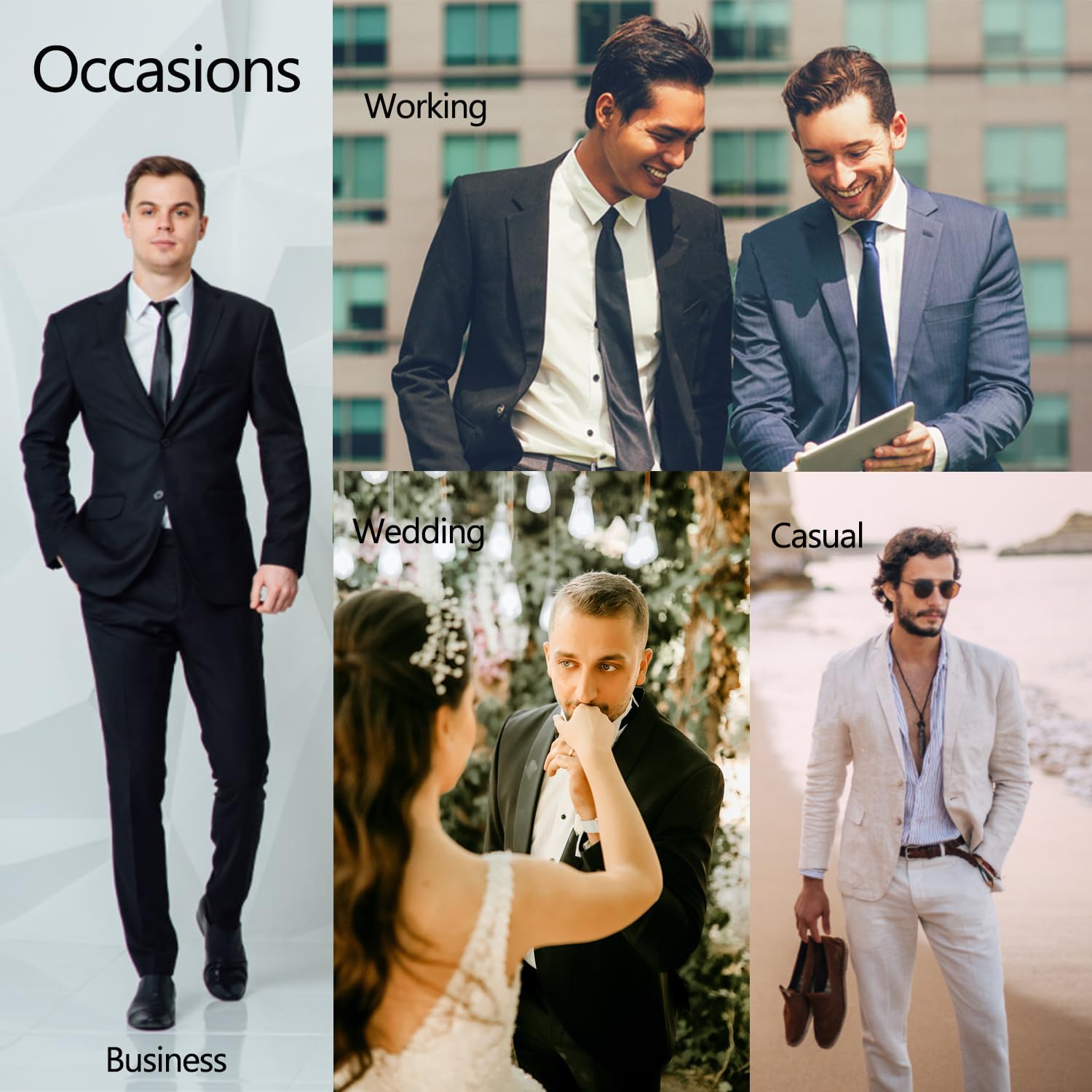 UNINUKOO Men Suits Slim Fit Dress 3 Piece 2 Button Wedding Formal Business Tuxedo Suit Jacket Pants Vest Set