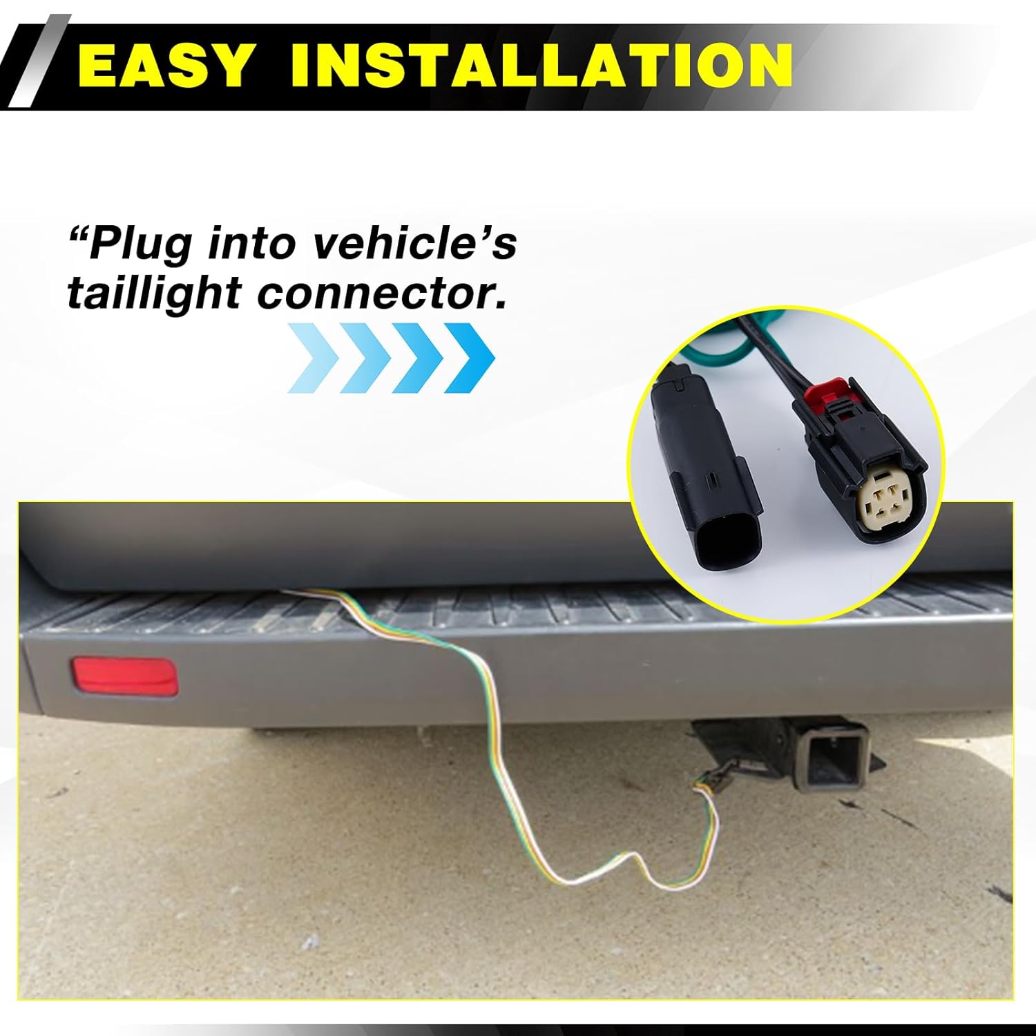 4-Pin Trailer Wiring Harness 56327 for 15-26 Ford Transit 150,250,350 Single Rear Wheel, 22-26 E-Transit w/o DRW, Trailer Towing Hitch Wire for Transit Van Trailer Light T-Connector Harness