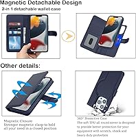 Vista 132 de Havaya Funda para iPhone 13 Pro Max y iPhone 12 Pro Max, cartera compatible con magsaf 2 en 1, desmontable magnética con tarjetero y ranura trasera