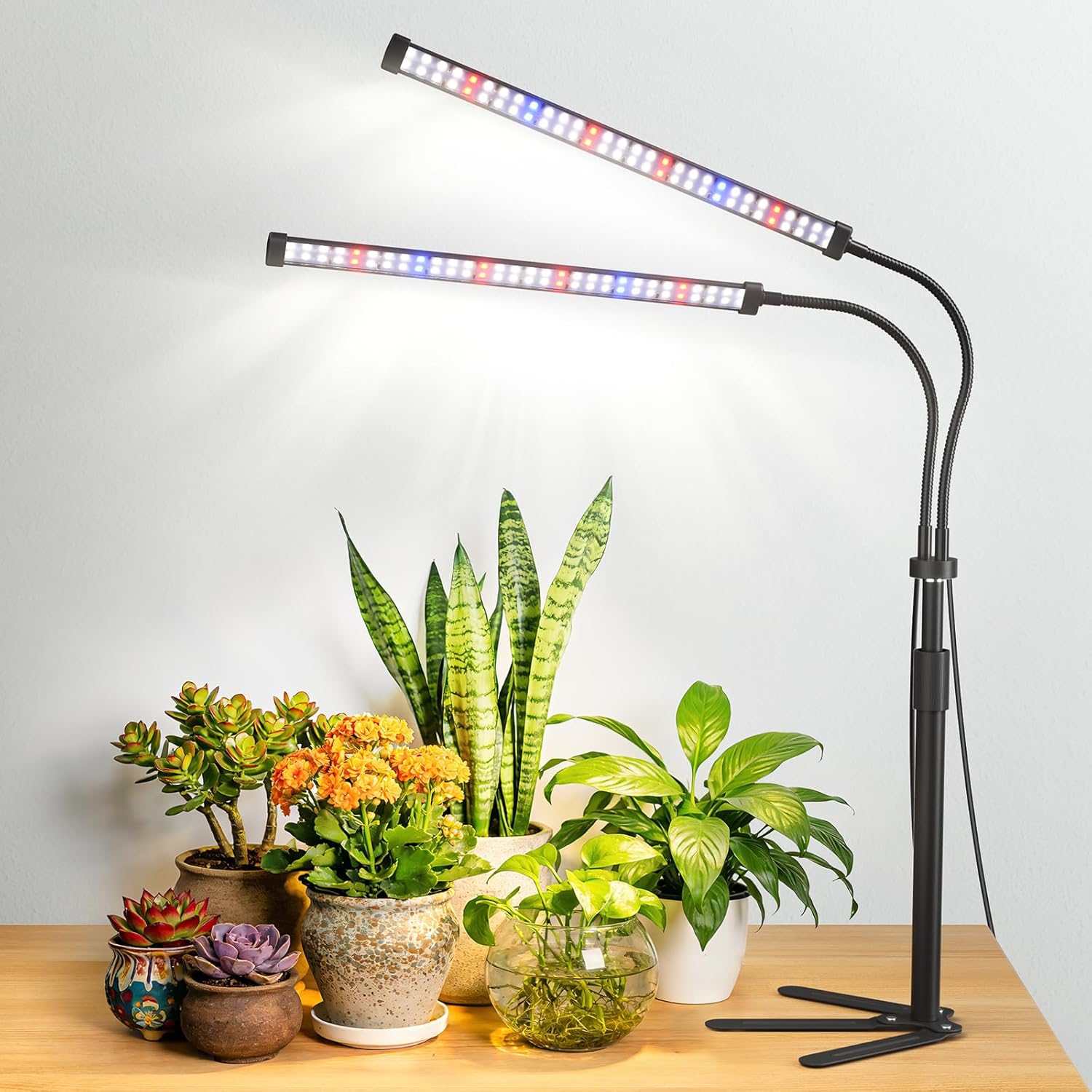 Grow Lights for Indoor Plants, Full Spectrum LED Plant Light with 9.8-35 in Tripod Stand, 120 LEDs 5700K, 4/8/12H Auto Timer, 5 Brightness Levels
