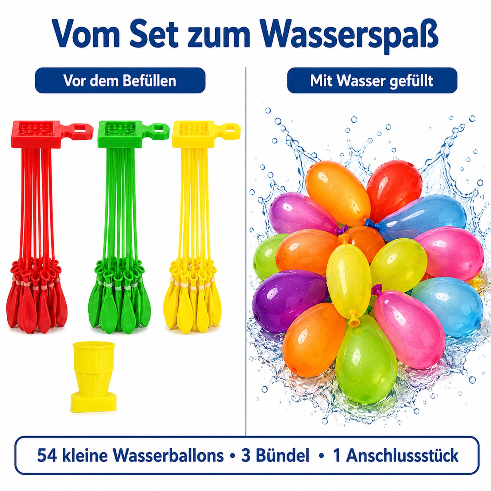 Koboko 54 bomby wodne, samozamykające się, kolorowe bomby wodne, balony wodne z przyłączem kranu, bomby wodne, bomby wodne, balony na lato, imprezę na plażę