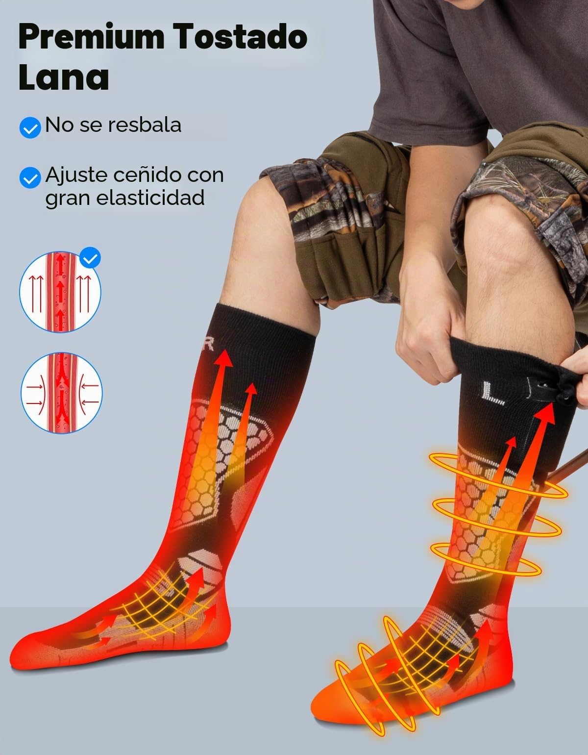 KEMIMOTO Calcetines Calefactables Controlados por App, con Calefacción Completa en Pies y Dedos, de Lana para Hombre y Mujer, Ideales para Ciclismo Esquí Pesca y Caza
