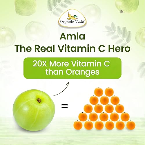 Miniatura 9 de Organic Veda Amla Cápsulas – 1500 mg, 300 cápsulas – Suplemento natural de vitamina C con antioxidantes, polifenol para la inmunidad, brillo