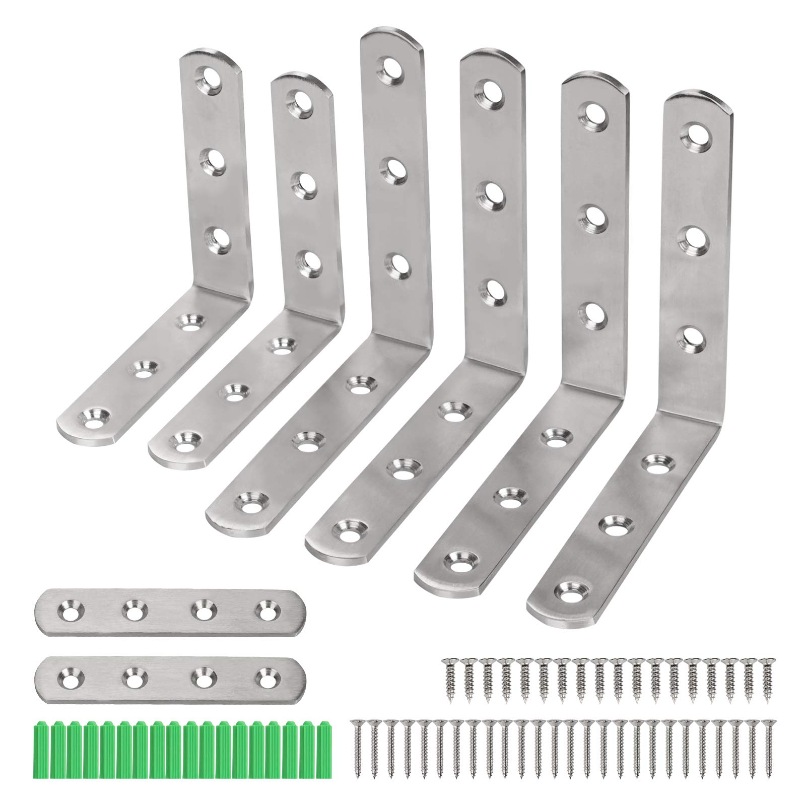 Buy 6 Pcs Thicken Shelf Bracket Corner Braces Set100x100mm, 80x80mm