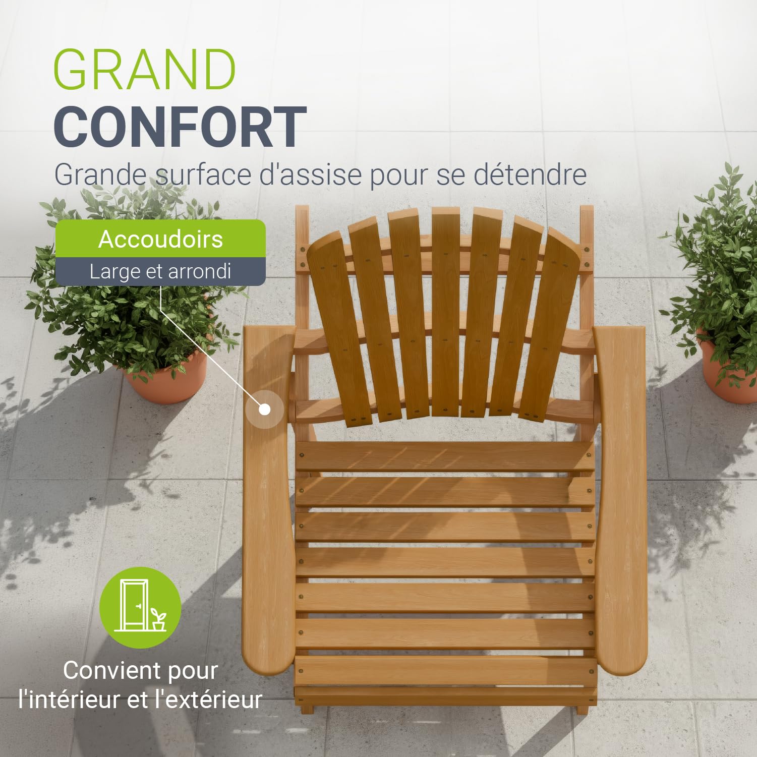 Juskys® Korfu transat Bois Massif Pliable Balcon terrasse résistant intempéries Design Compact 1 pièce