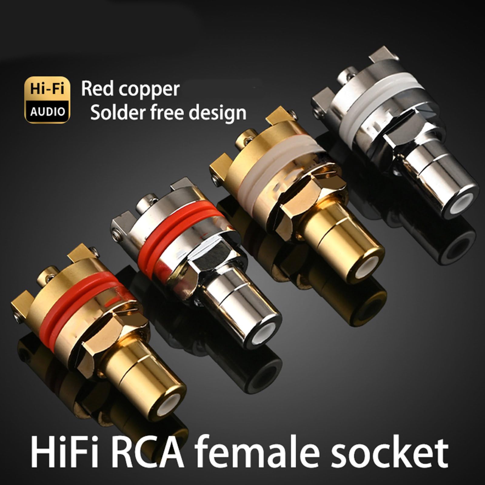 Par de terminales hembra sin soldadura, acabado dorado/rodio para reparación de dispositivos de cine en casa y audio, adaptador de cine en casa