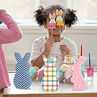 Vista 6 de 12 letreros de madera de conejo de Pascua, bloques de madera de conejo sin terminar, mini letreros de madera de conejito de madera para Pascua