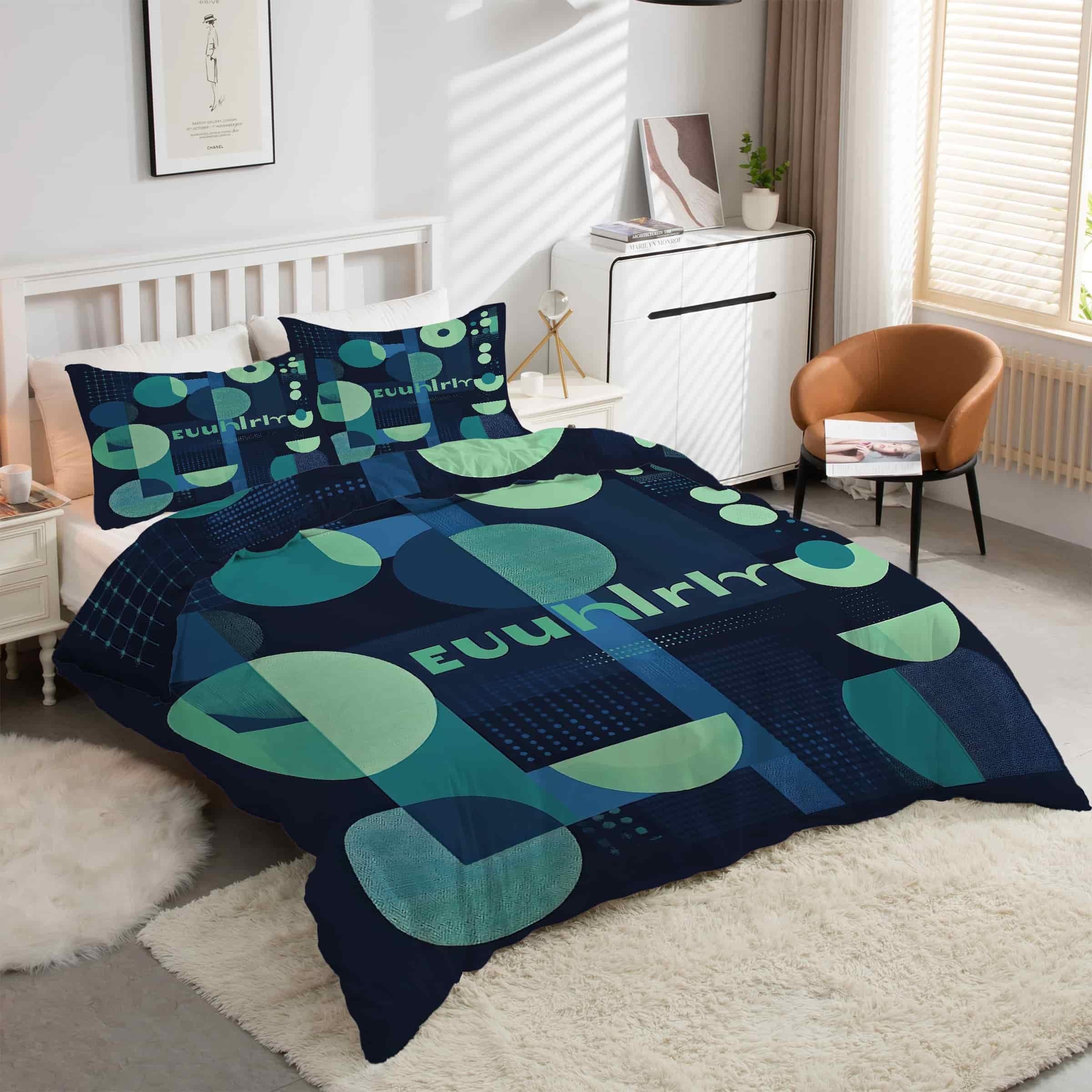 Parure housse de couette 160x200 BouleArt kK213 linge de lit 3 pièces microfibre zippée adulte